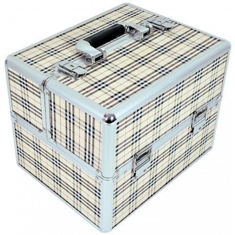 Kuferek kosmetyczny 2 poziomy kratka