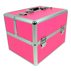 Kuferek kosmetyczny mały 2 poziomy różowy