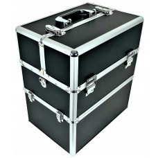 Kuferek kosmetyczny duży 3 poziomy czarny