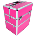 Kuferek kosmetyczny duży 3 poziomy różowy