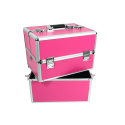Kuferek kosmetyczny duży 3 poziomy różowy