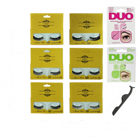 Zestaw 6x rzęsy z norki + 2x klej + pęseta